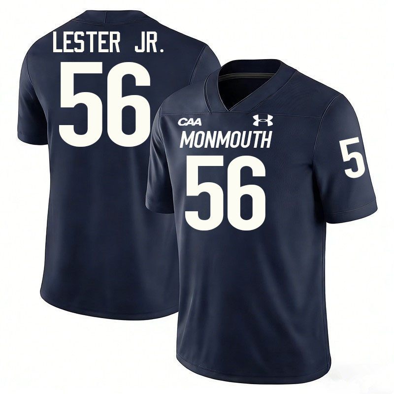 Monmouth Hawks #56 Lamont Lester Jr. College Football Jerseys,Uniforms-Navy